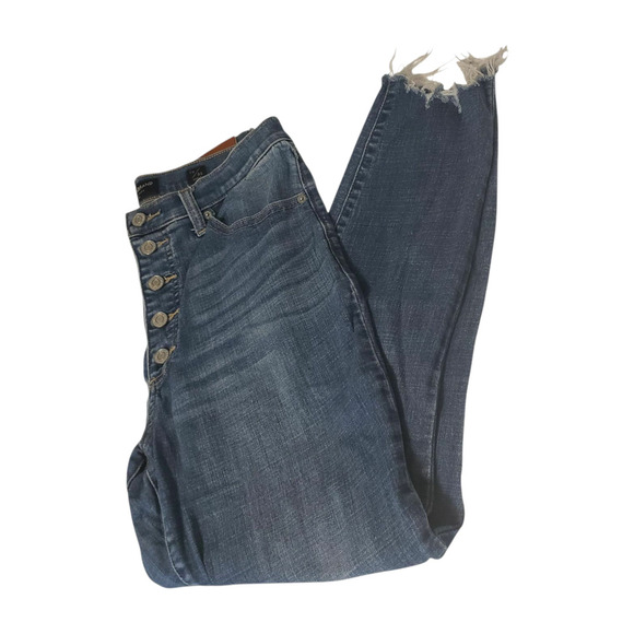 Lucky Brand Jeans Womens 10/30 Blue Button Fly Distressed Raw Hem Frayed Ankle - Picture 16 of 16